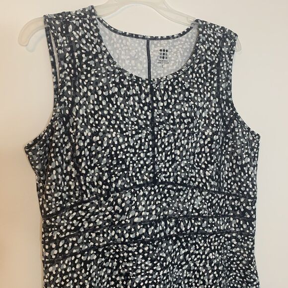 Title Nine Fit Flare Athletic Dream Dress Buttah Fabric Polka Dot Black Large - Picture 4 of 15